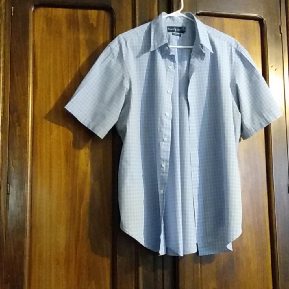 Ralph Lauren short sleeve button up with pink logo